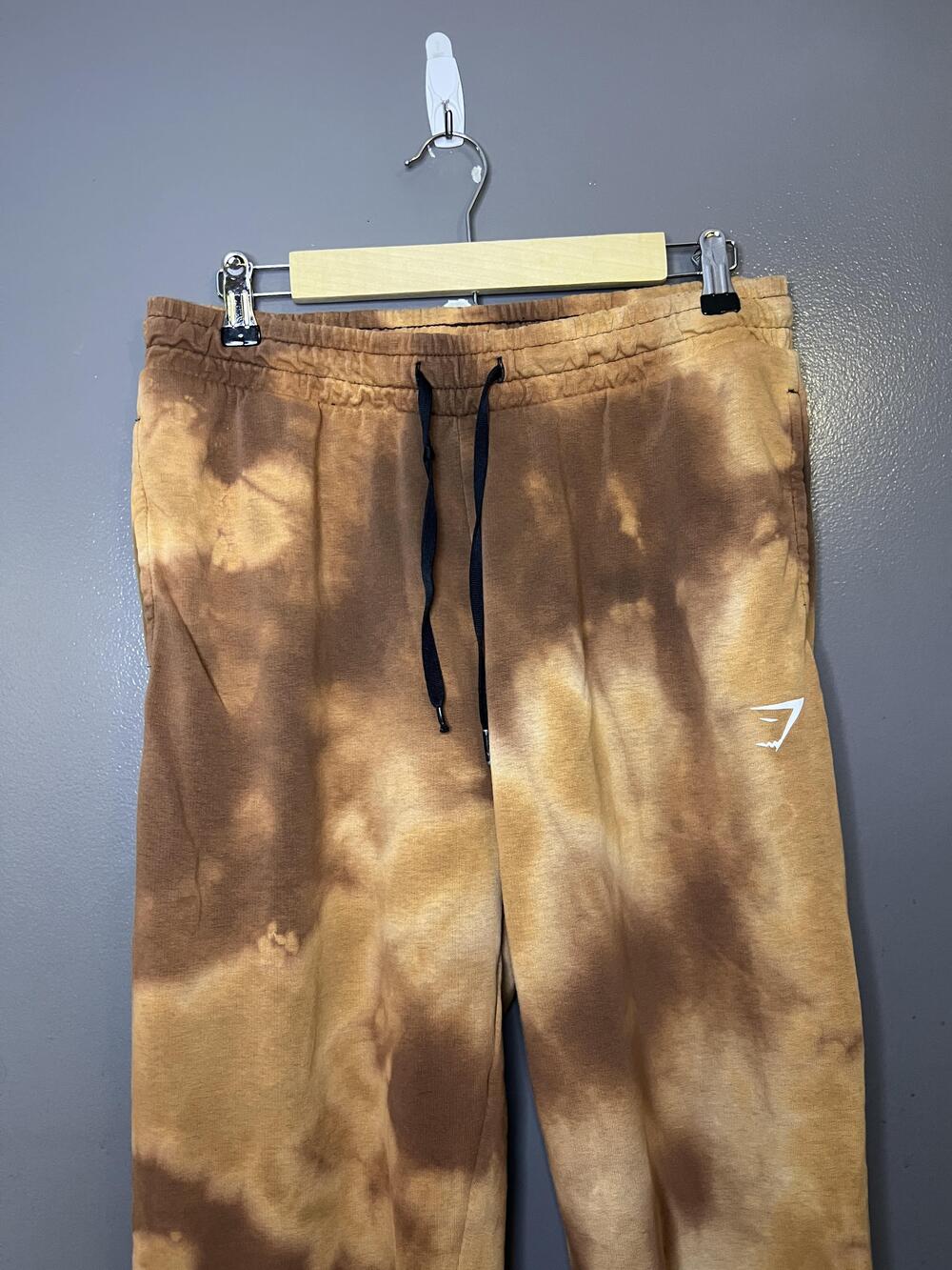 Gymshark Sweatpants Mens Large Brown Tie Dye French Terry Jogger Pants Athletic